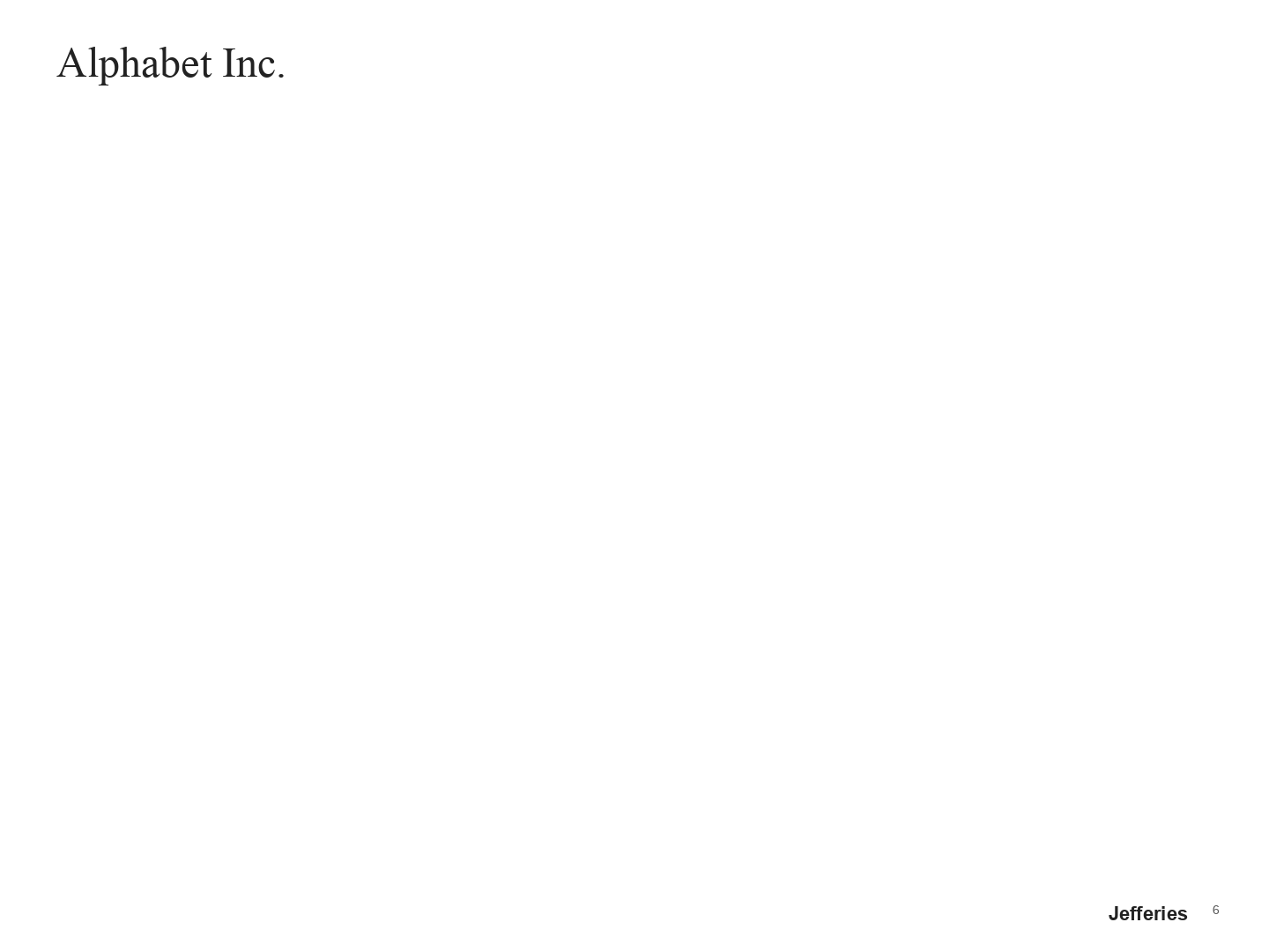 The same Jefferies slide before this turn. Alphabet Inc. on page 6. The table is not there yet.