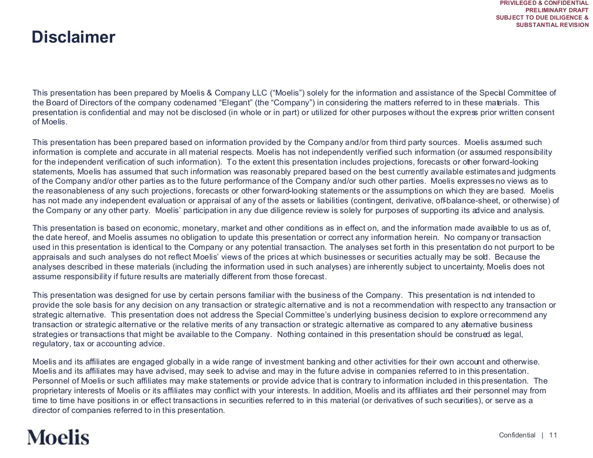 Advisor disclaimer in numbered paragraphs, a text page PowerPoint slide template