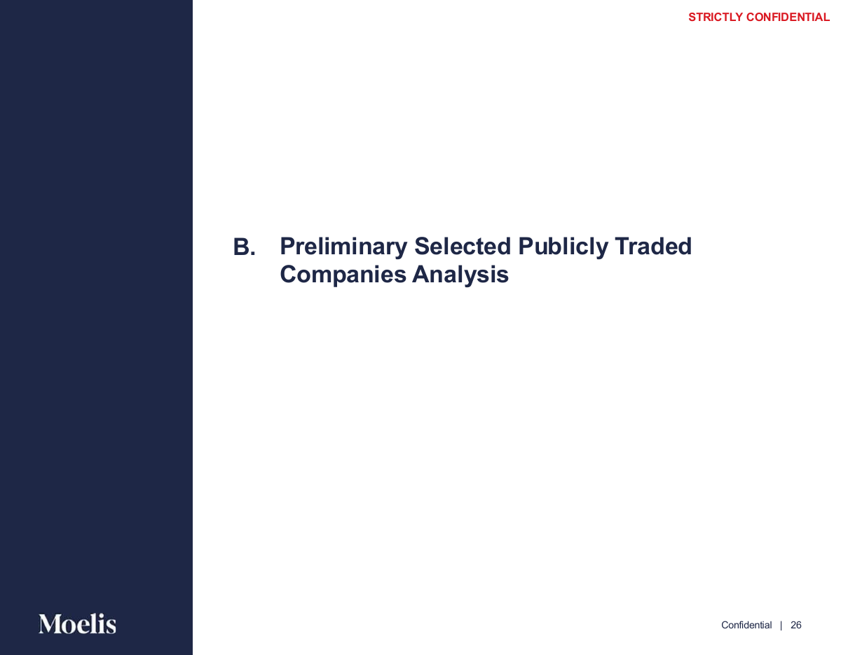 Lettered divider for trading comparables, a divider PowerPoint slide template