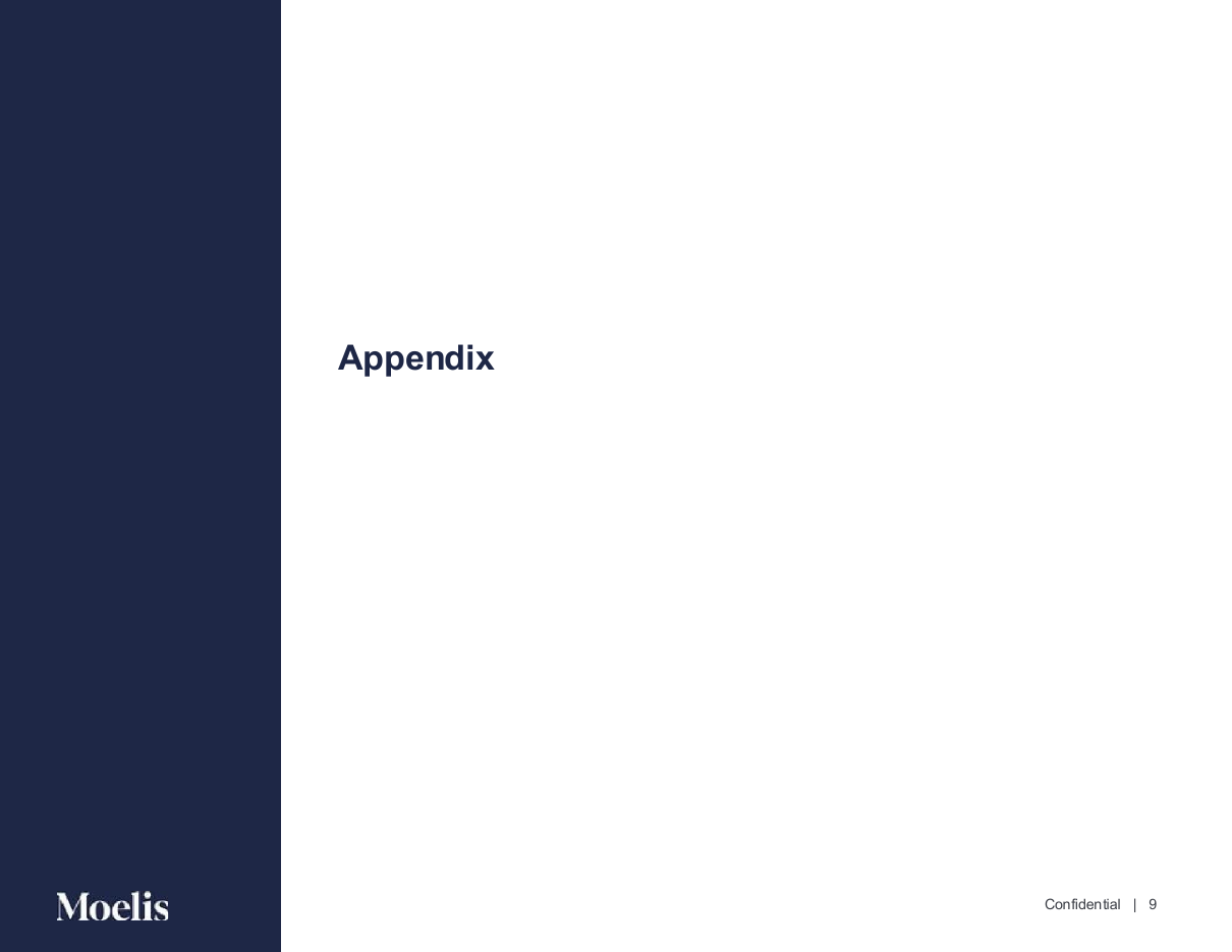 Navy panel appendix divider, a divider PowerPoint slide template