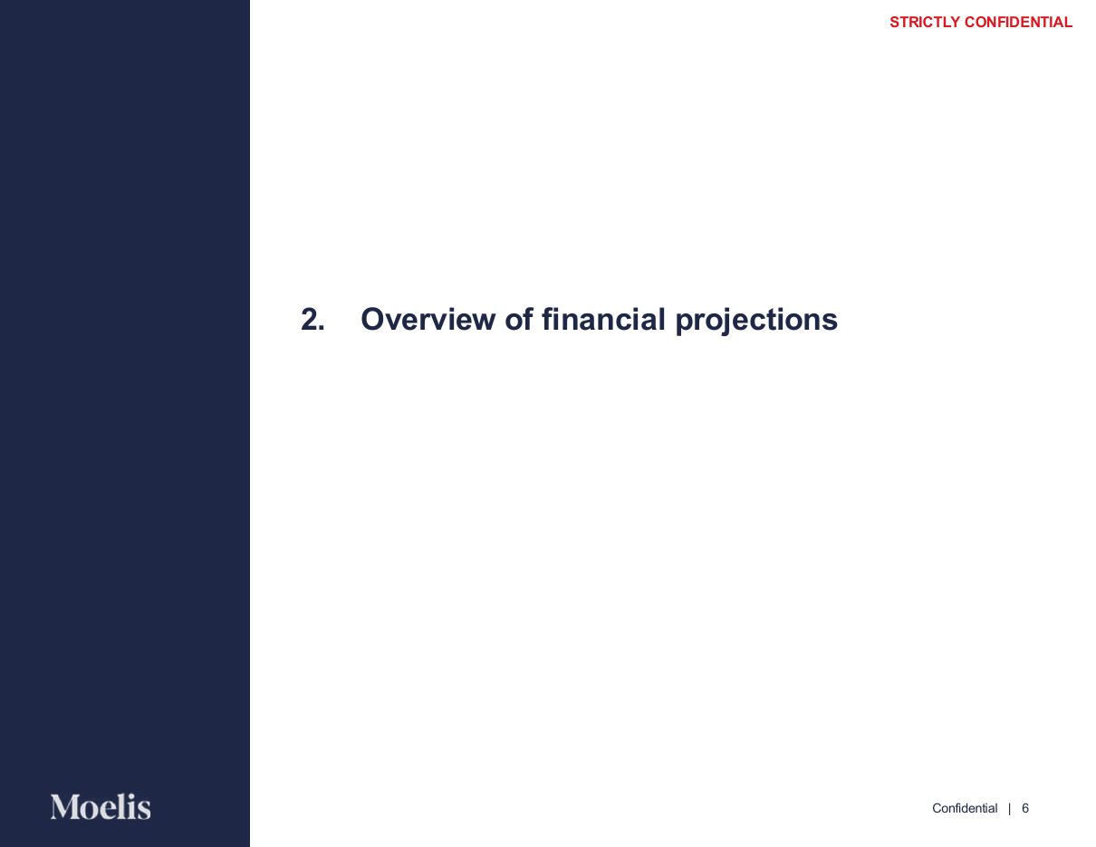 Numbered section divider introducing projections, a divider PowerPoint slide template