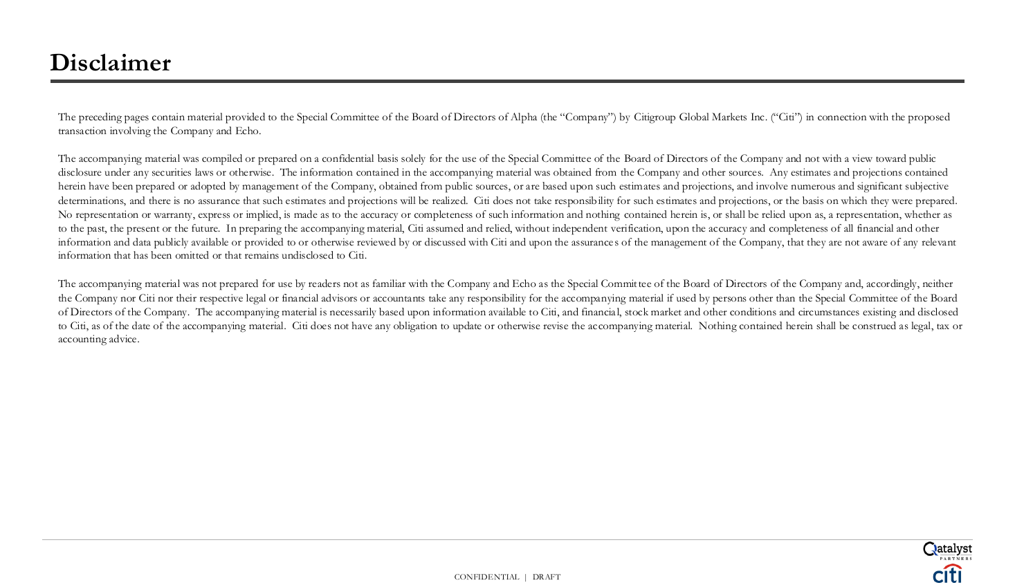 Second advisor disclaimer page, a text page PowerPoint slide template
